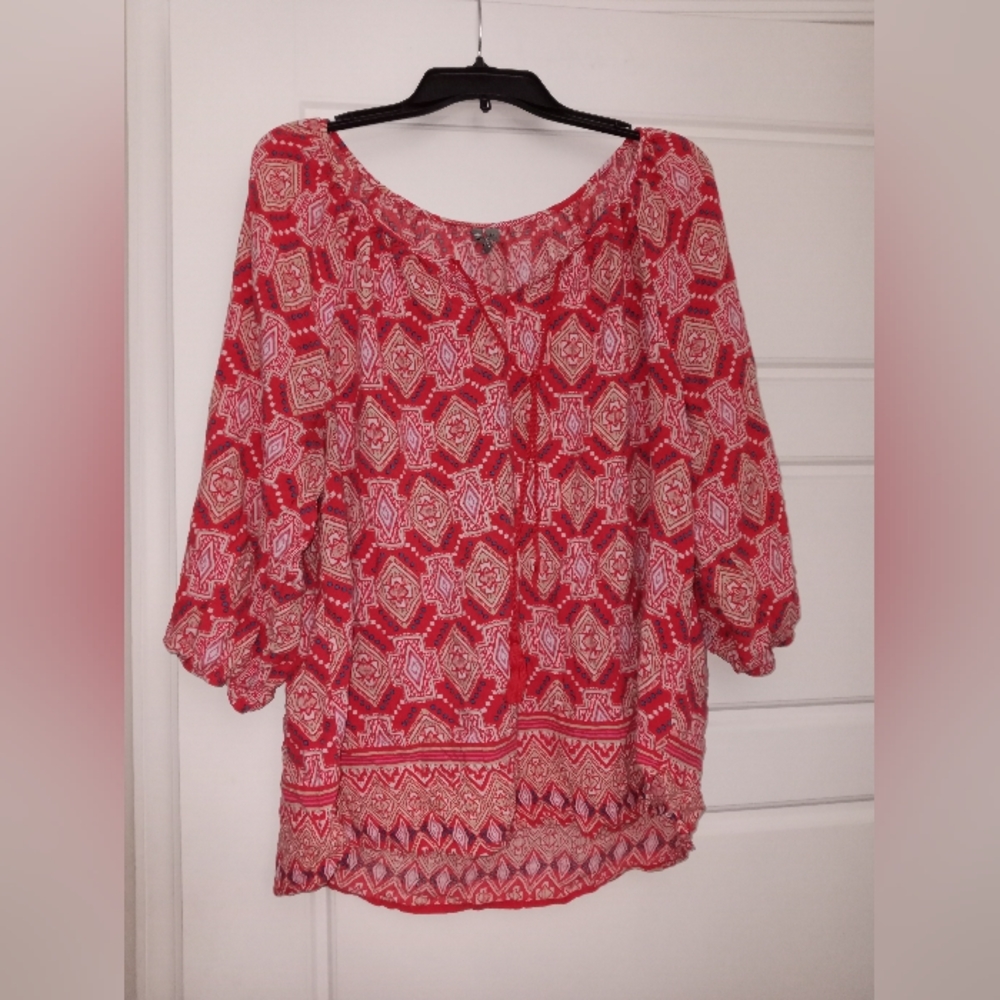 New directions weekend red boho blouse plus size 2X